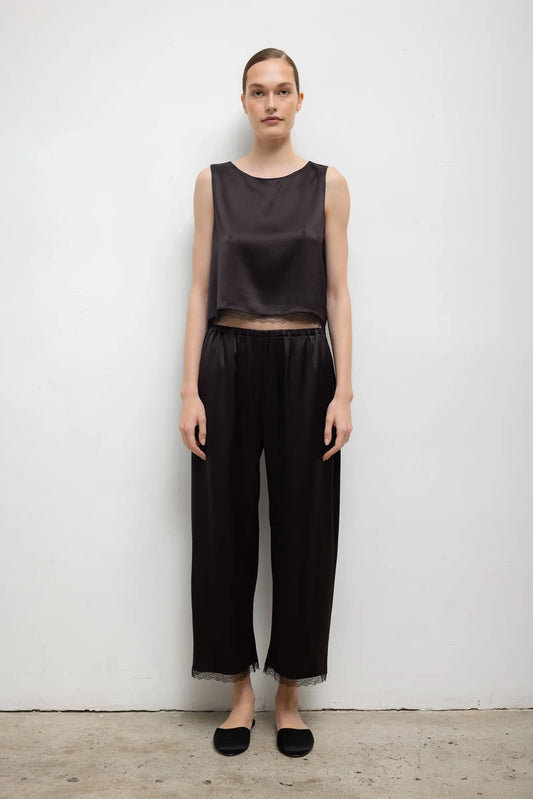Leset - Barb Lace Crop Pant in Chocolate