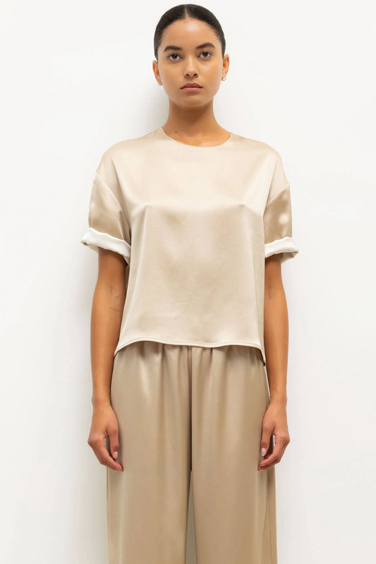 Leset - Barb Contrast Tee in Sand