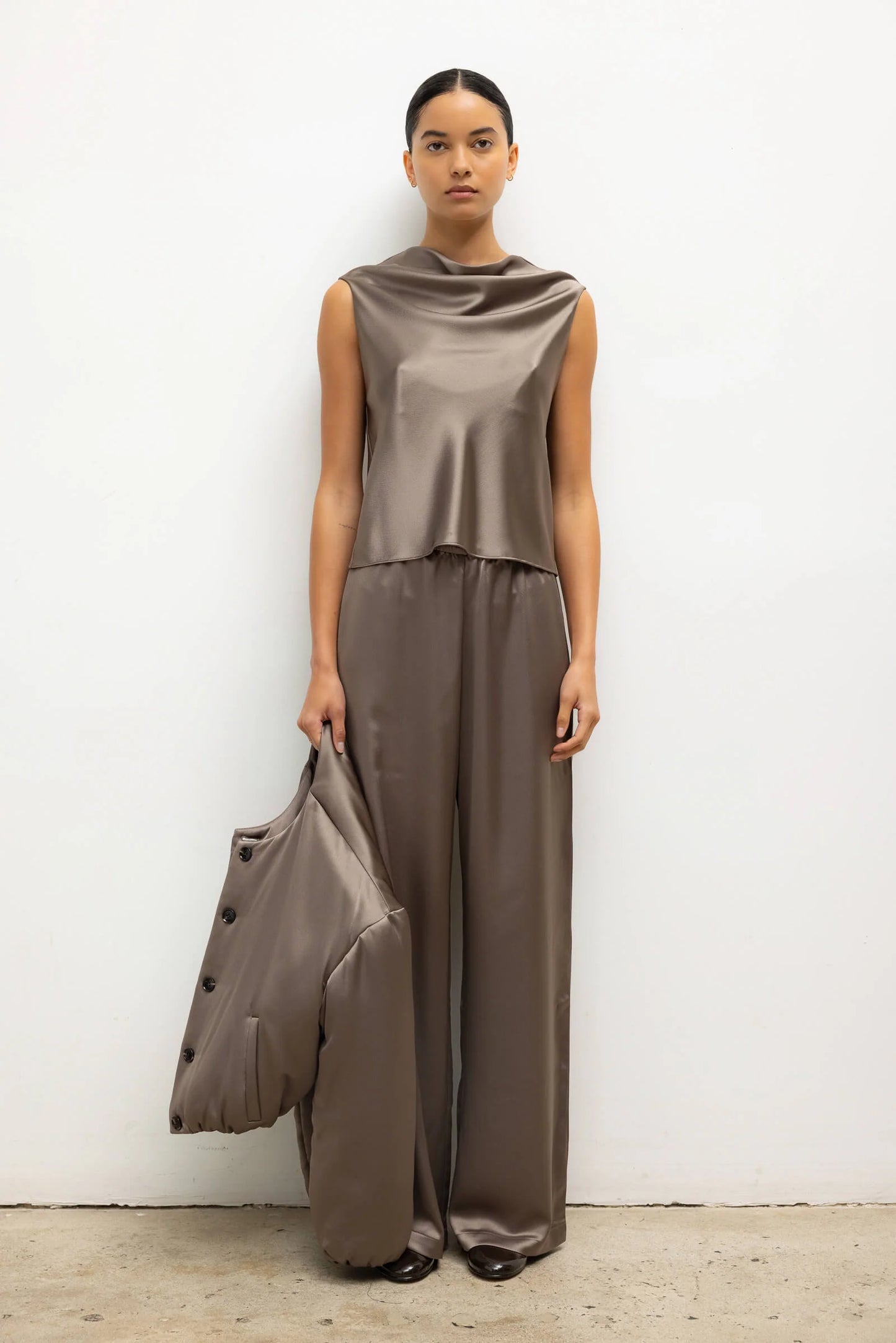 Leset - Barb Wide Leg Pant in Taupe