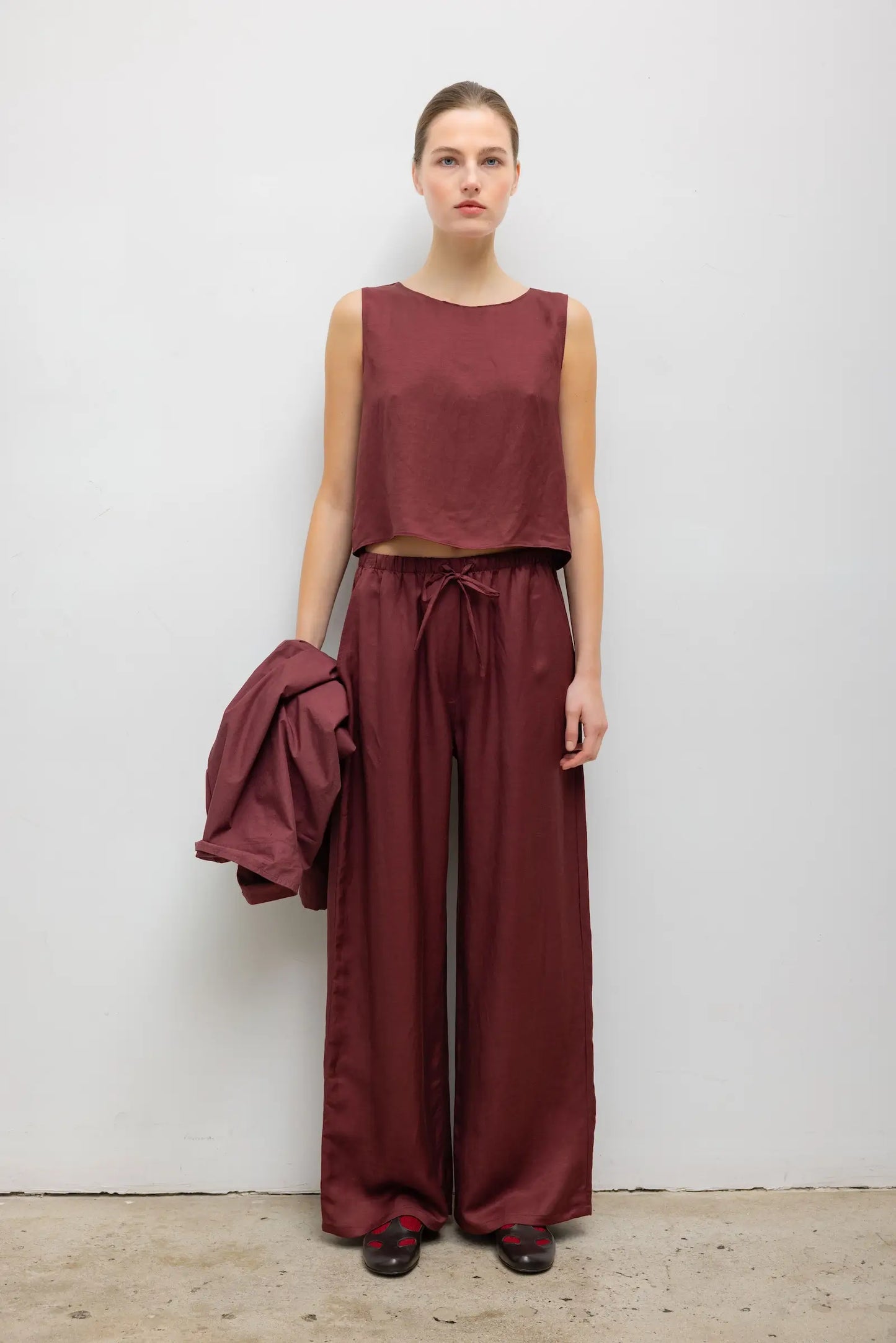 Leset - Daniel Drawstring Pocket Pant in Pinot