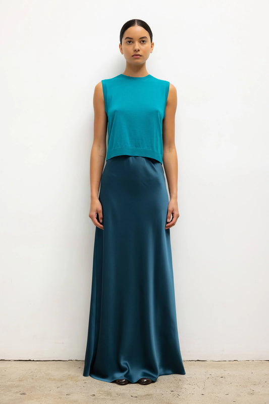 Leset - Barb Bias Skirt in Pacific Blue