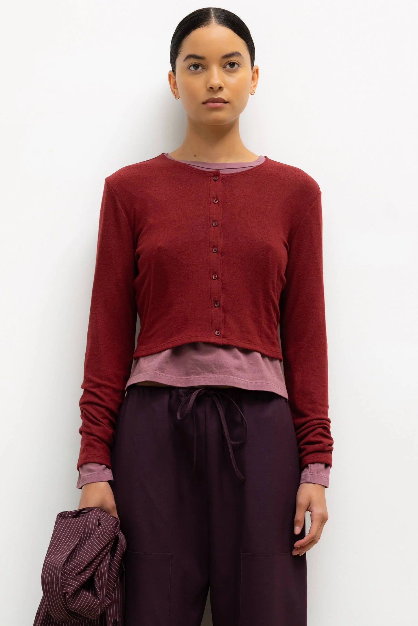 Leset - Lauren cropped cardigan  in Pinot