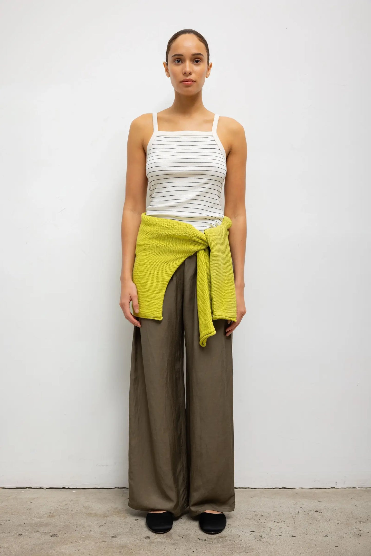 Leset - Nando Stripe Square Neck Tank in Natural Midnight stripe