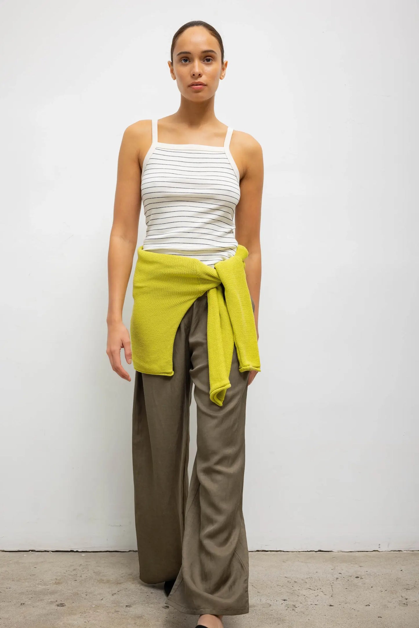 Leset - Nando Stripe Square Neck Tank in Natural Midnight stripe