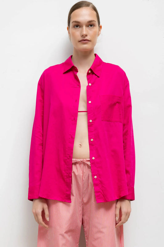 Leset - Yoko classic button down shirt in Amaranth