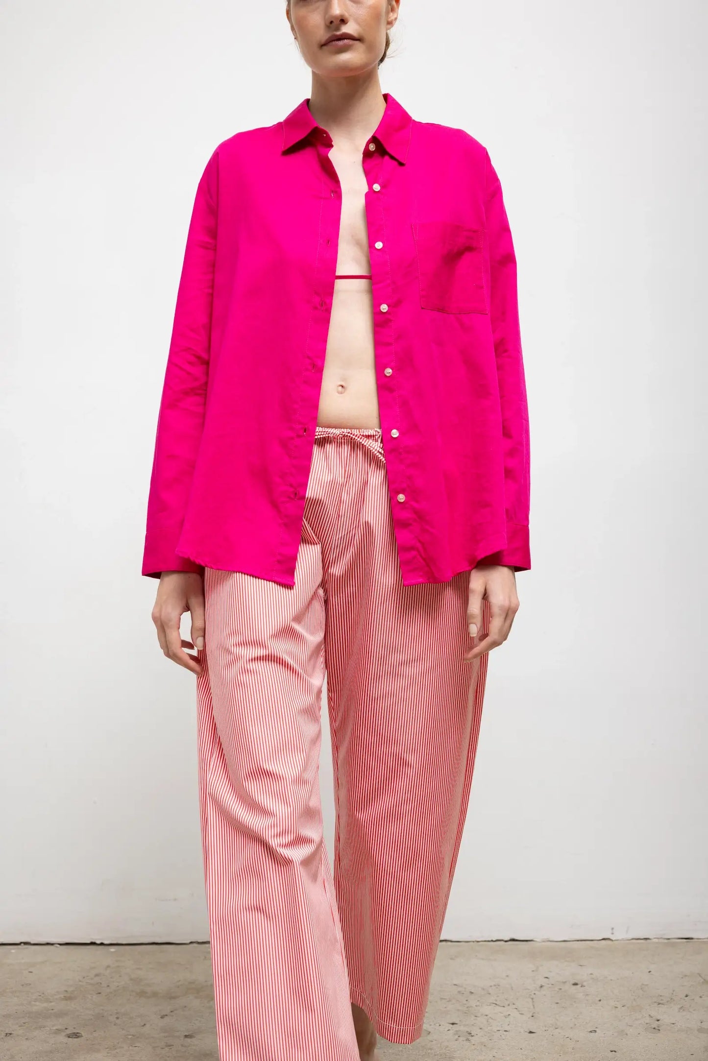 Leset - Yoko classic button down shirt in Amaranth