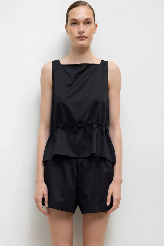 Leset - Yoko drawstring tank in black