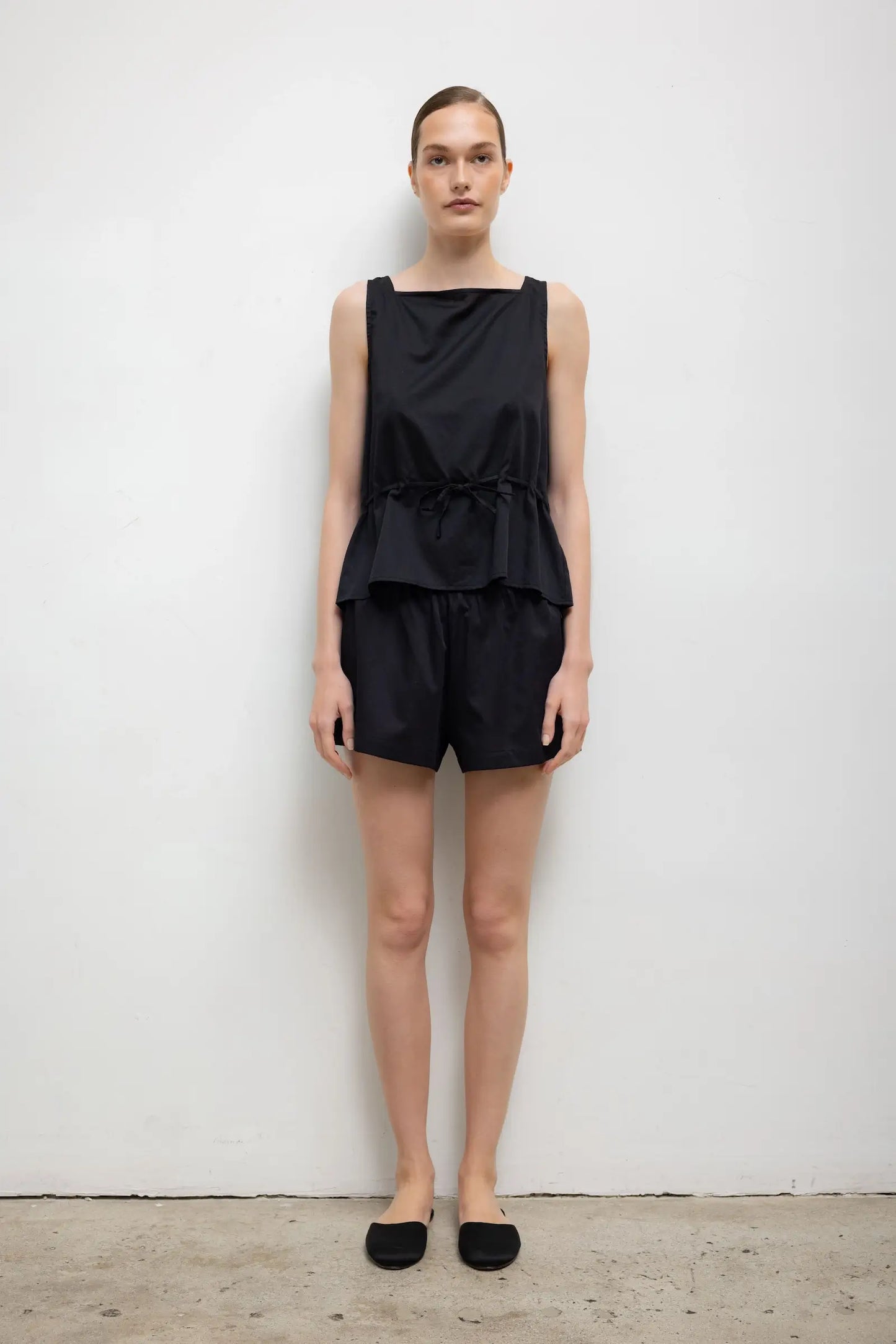 Leset - Yoko drawstring tank in black
