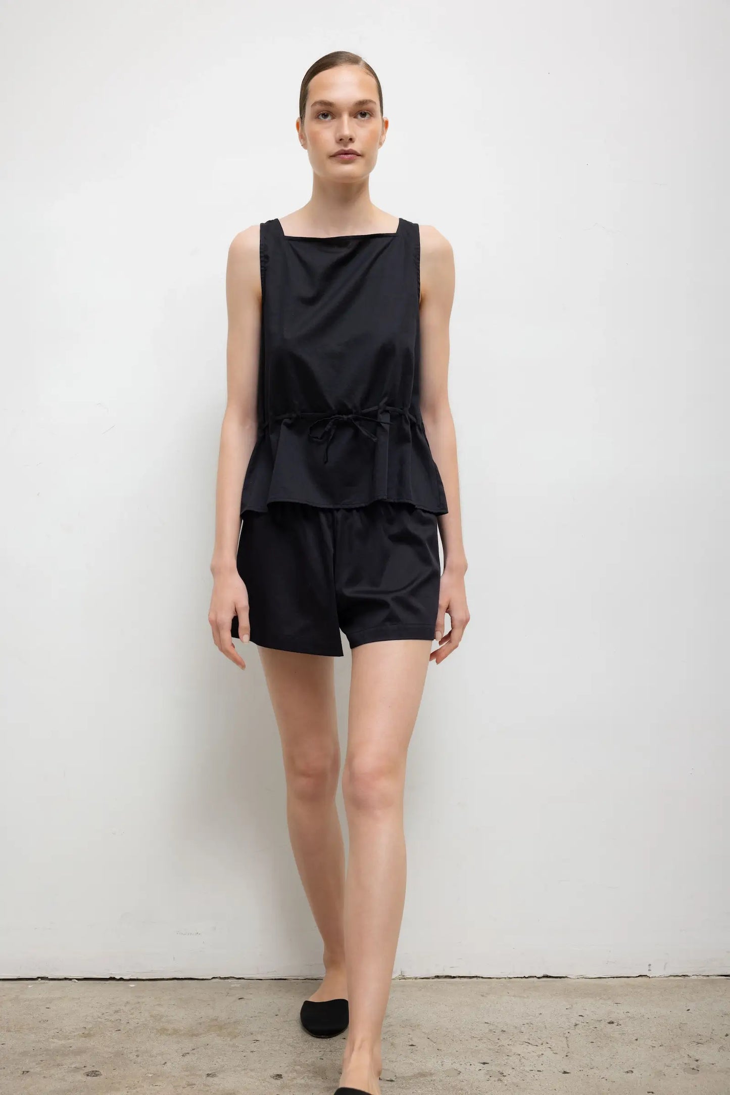Leset - Yoko drawstring tank in black