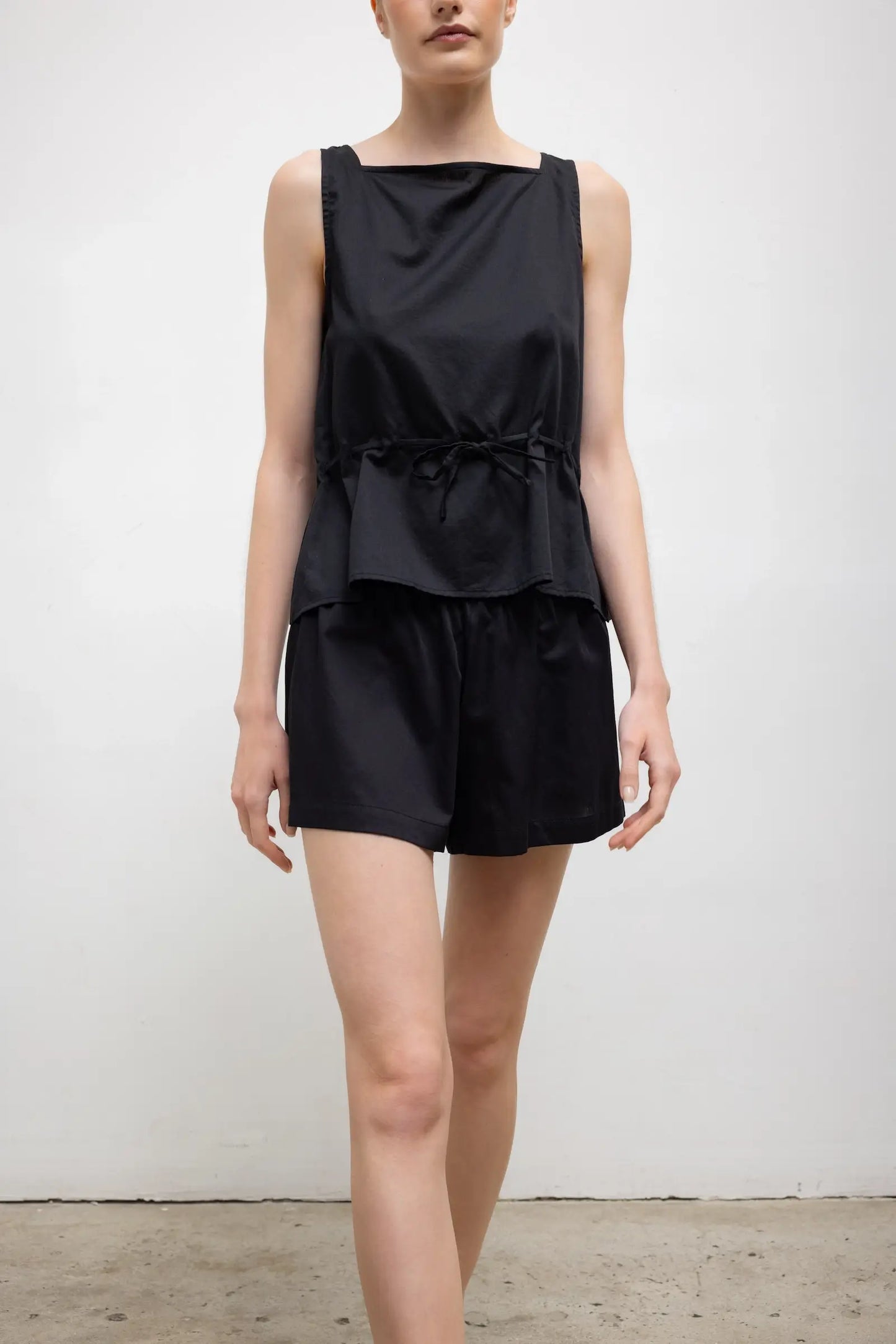 Leset - Yoko drawstring tank in black