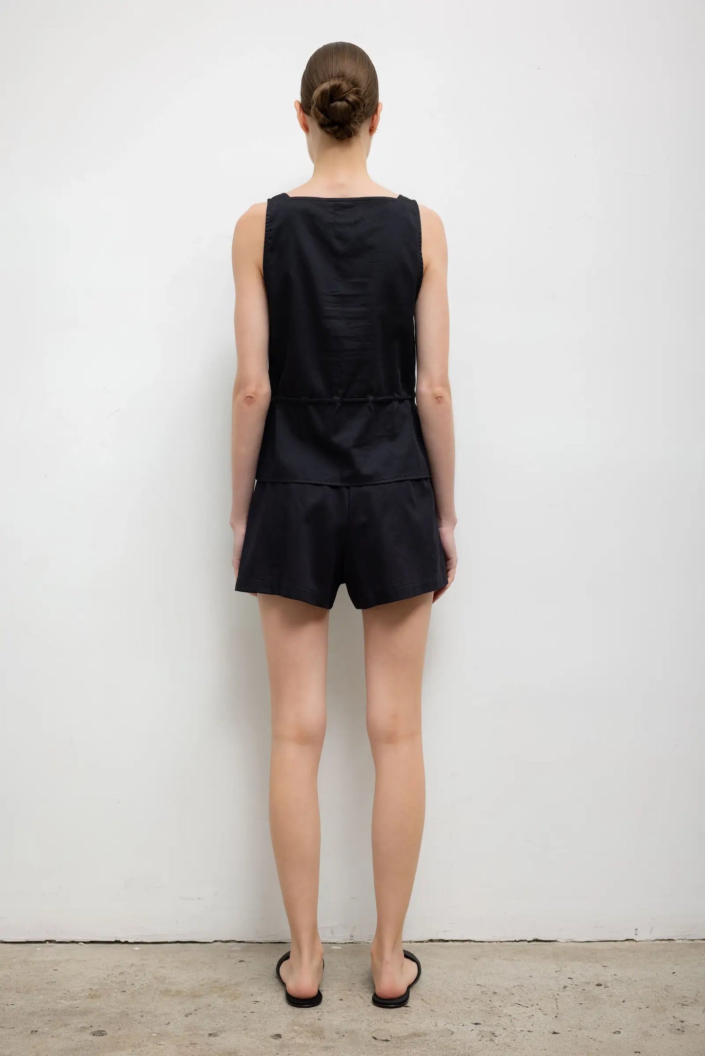 Leset - Yoko drawstring tank in black