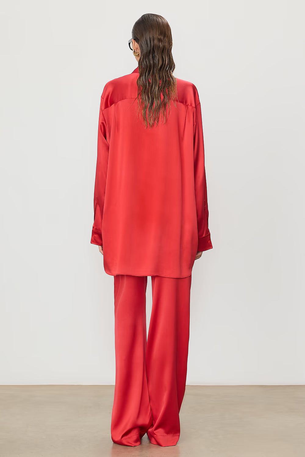 Fabulous silk Brody Pant in striking red by ÉTERNE. 