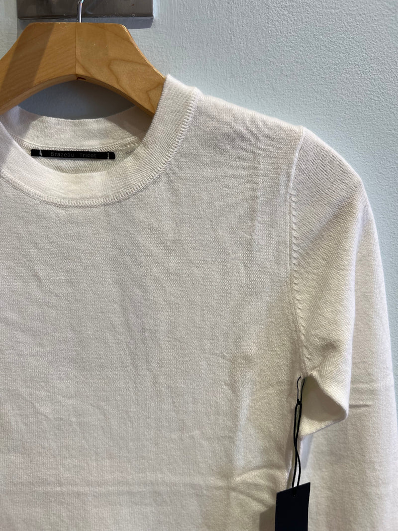 Brazeau Tricot - L/S Cotton Cashmere shirt in Pearl