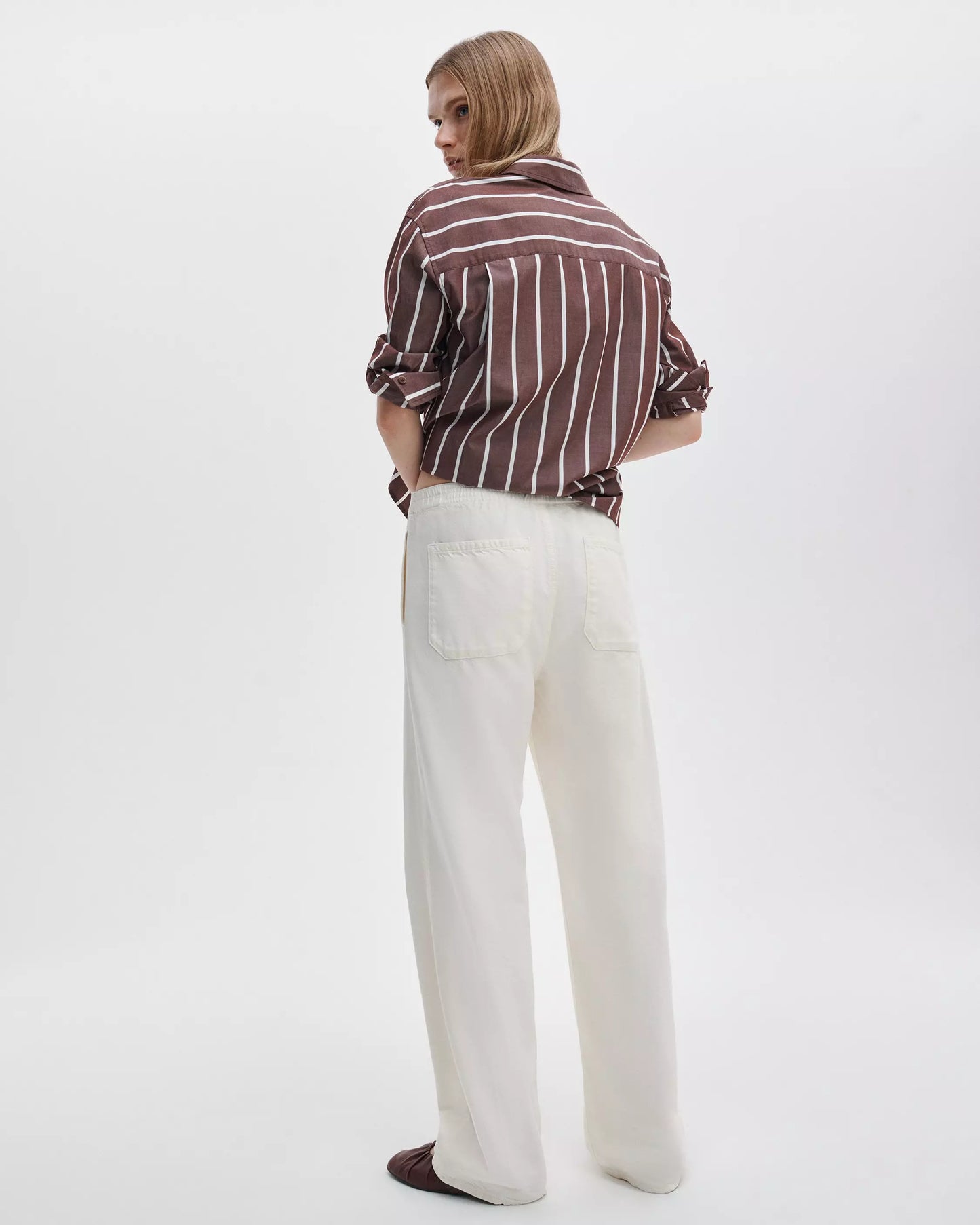 Rag & Bone - Logan Pull on track pant in ecru stripe