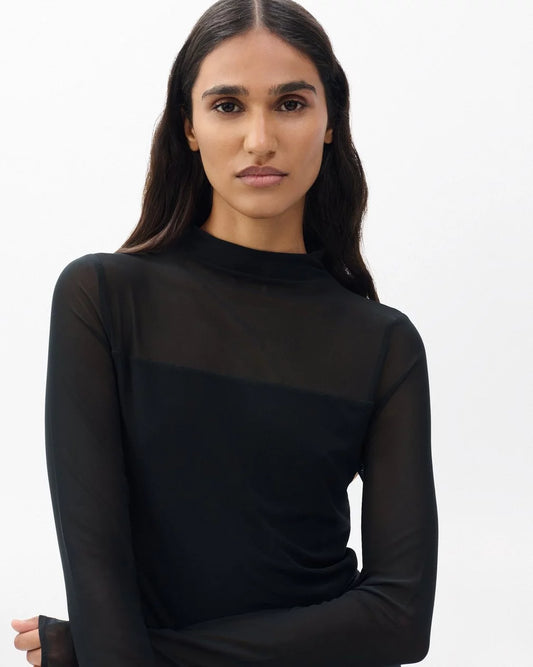 Rag & Bone - Luca Mixed media mockneck in Black