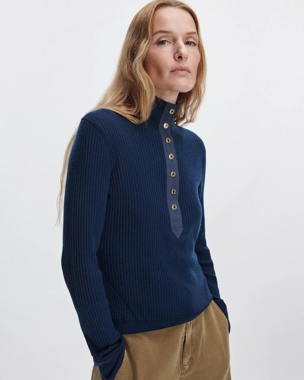Rag & Bone - Lucy merino wool henley in Navy