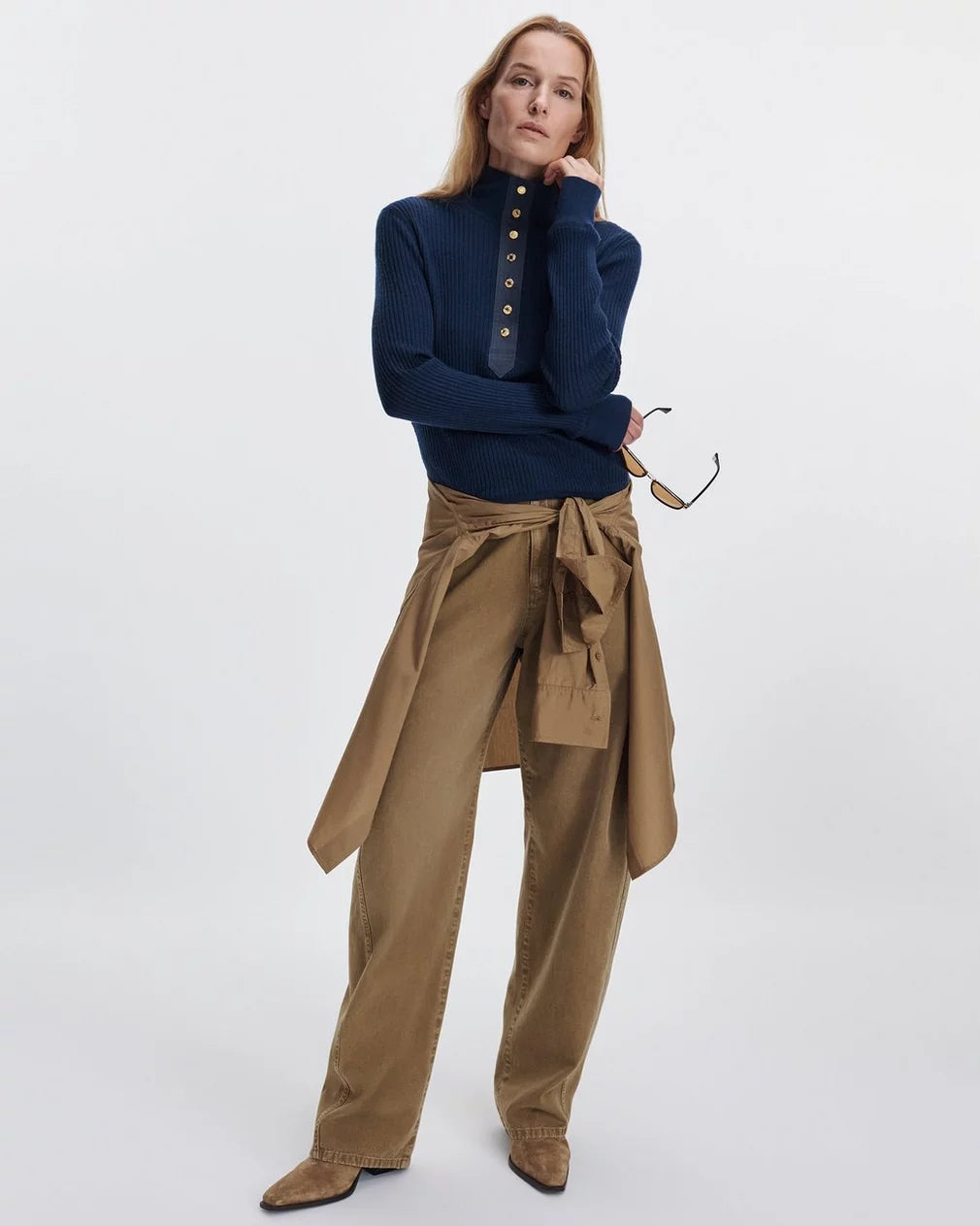 Rag & Bone - Lucy merino wool henley in Navy