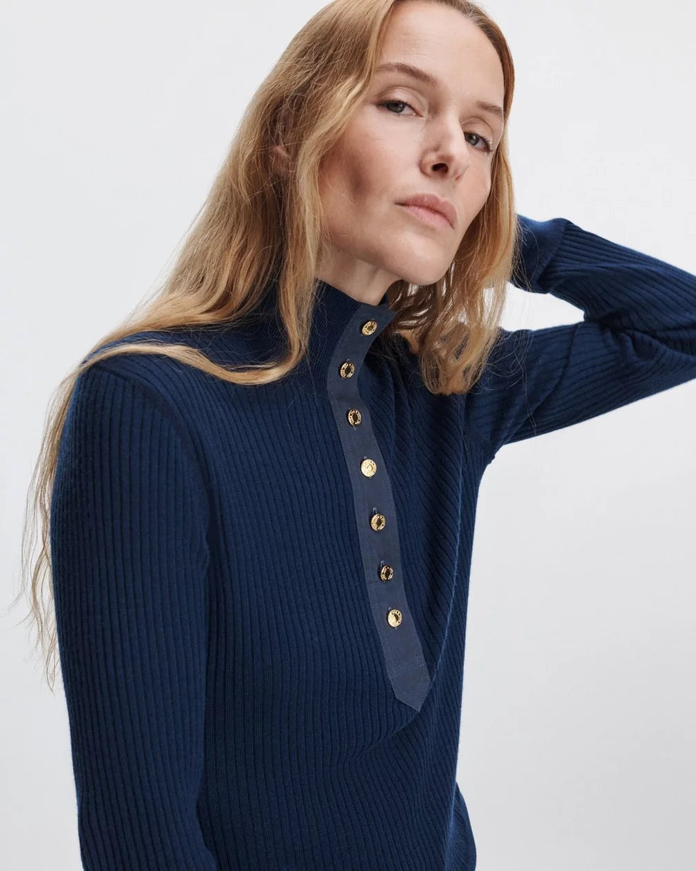 Rag & Bone - Lucy merino wool henley in Navy