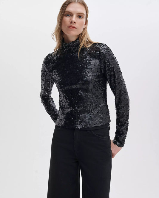 Rag & Bone - Sequin T-Neck in Black