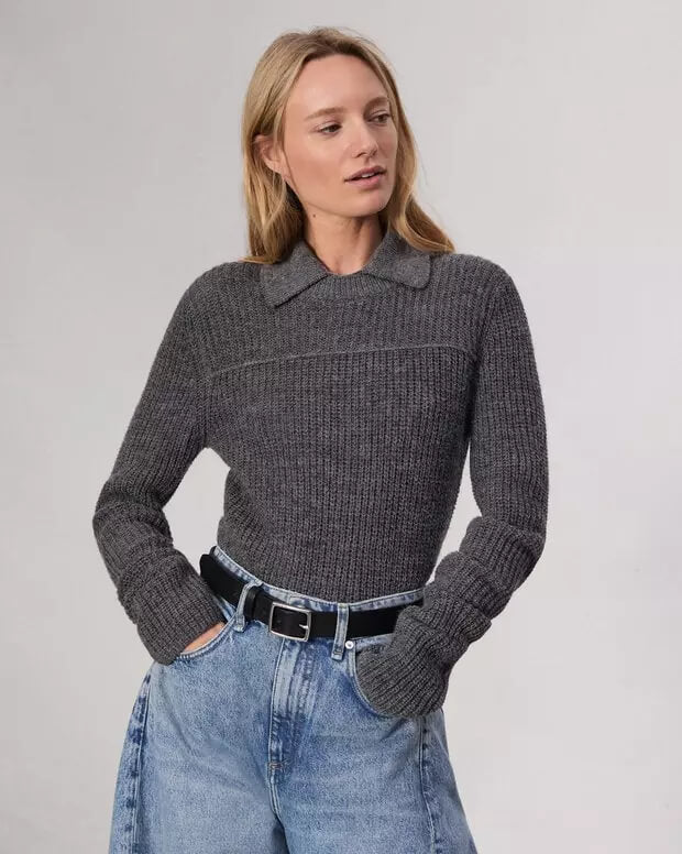 Rag & Bone Madix Polo Sweater in Charcoal