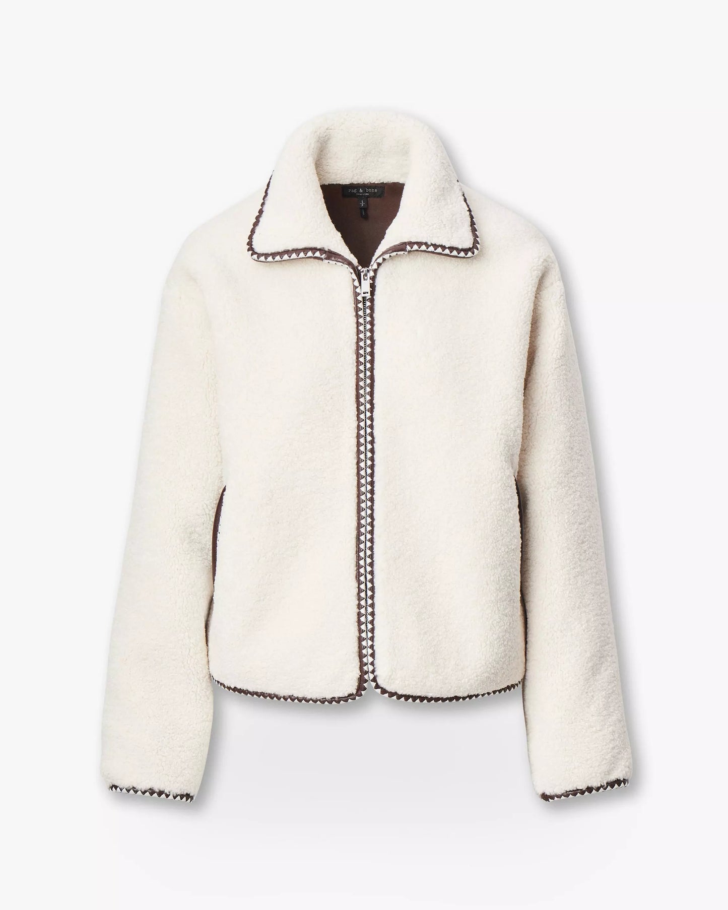 Rag & Bone - Mai Sherpa zip up jacket in Ivory