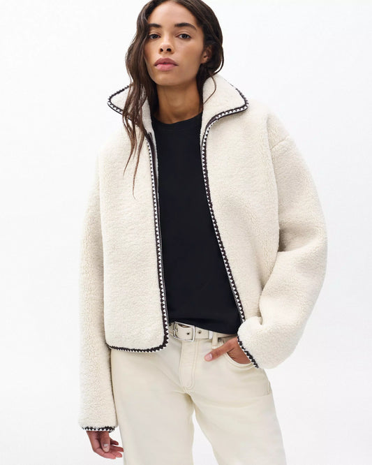 Rag & Bone - Mai Sherpa zip up jacket in Ivory