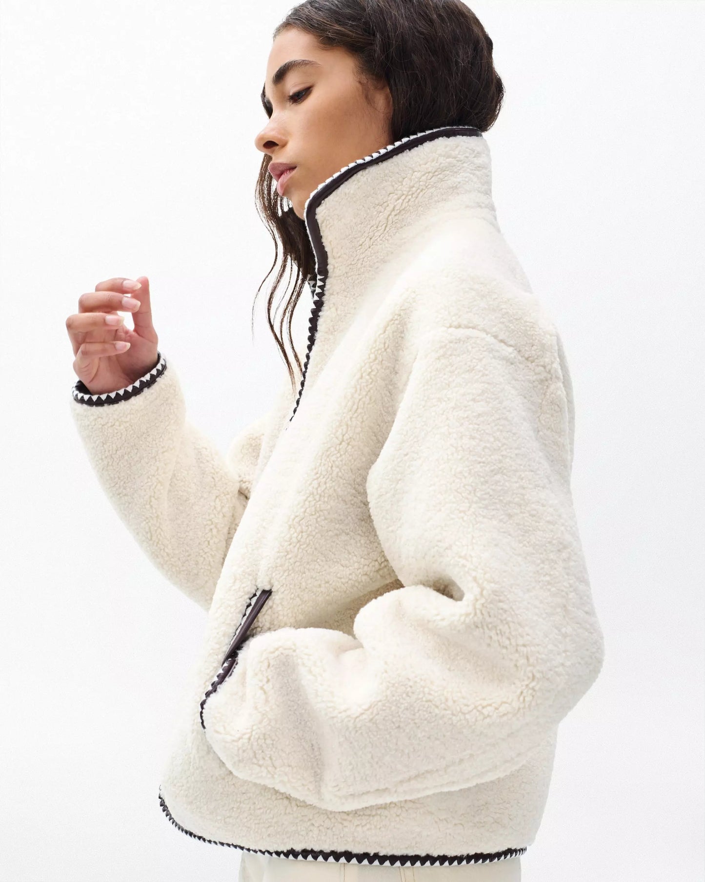 Rag & Bone - Mai Sherpa zip up jacket in Ivory