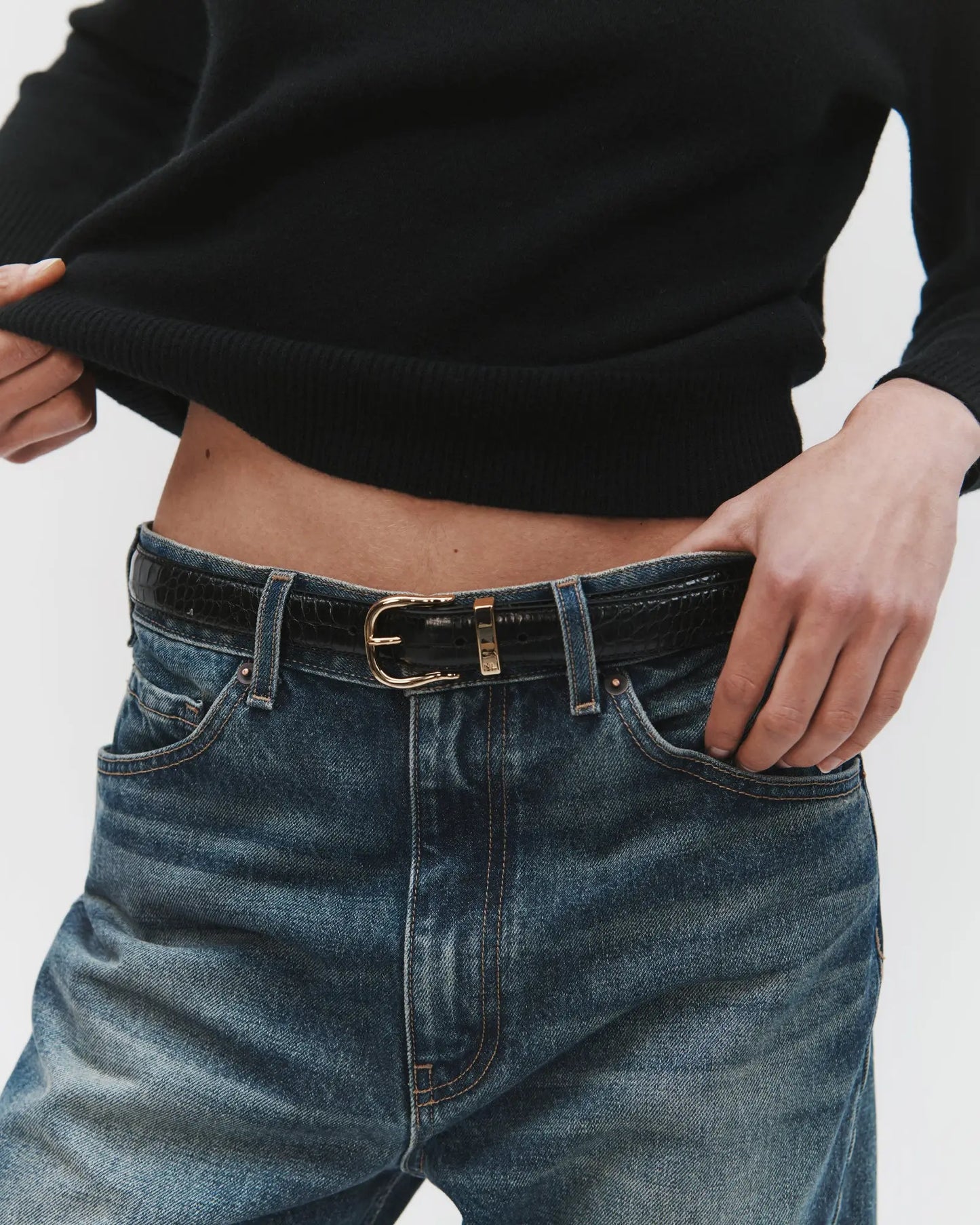 Nili Lotan - Louise Belt in Black Embossed