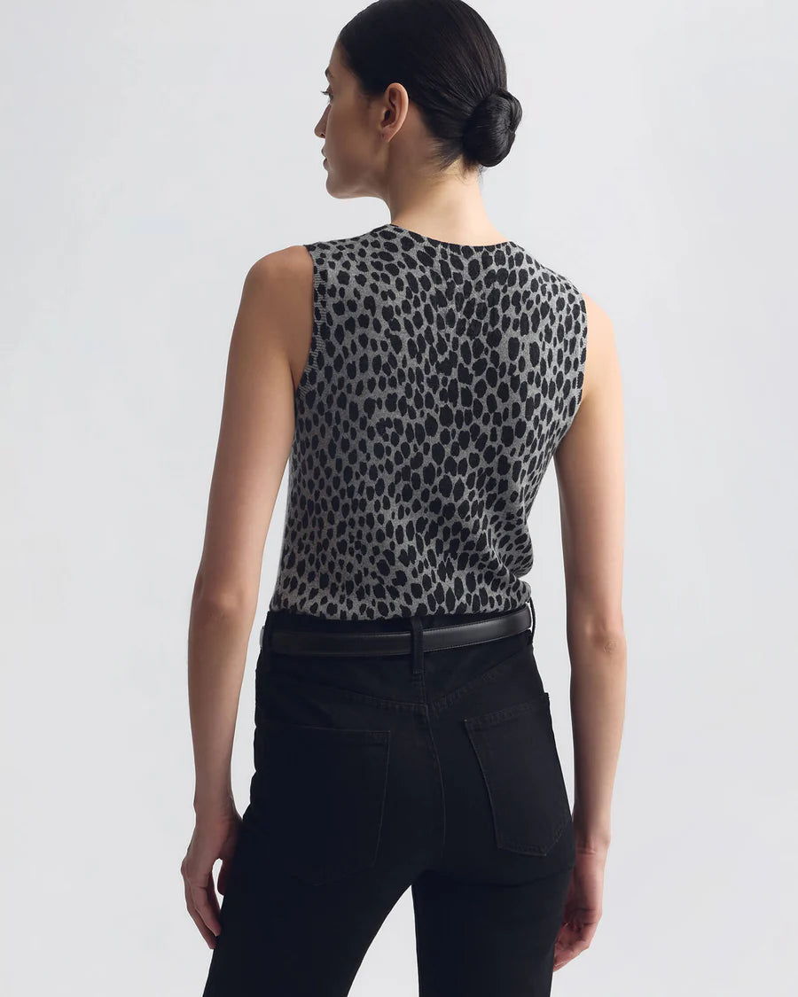 Nili Lotan - Nessa Sweater Tank in pebble grey cheetah