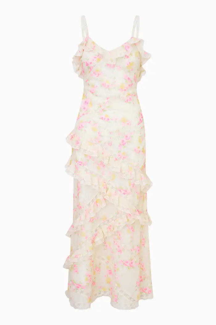 Love Shack Fancy - Nocelle Dress in White Peach