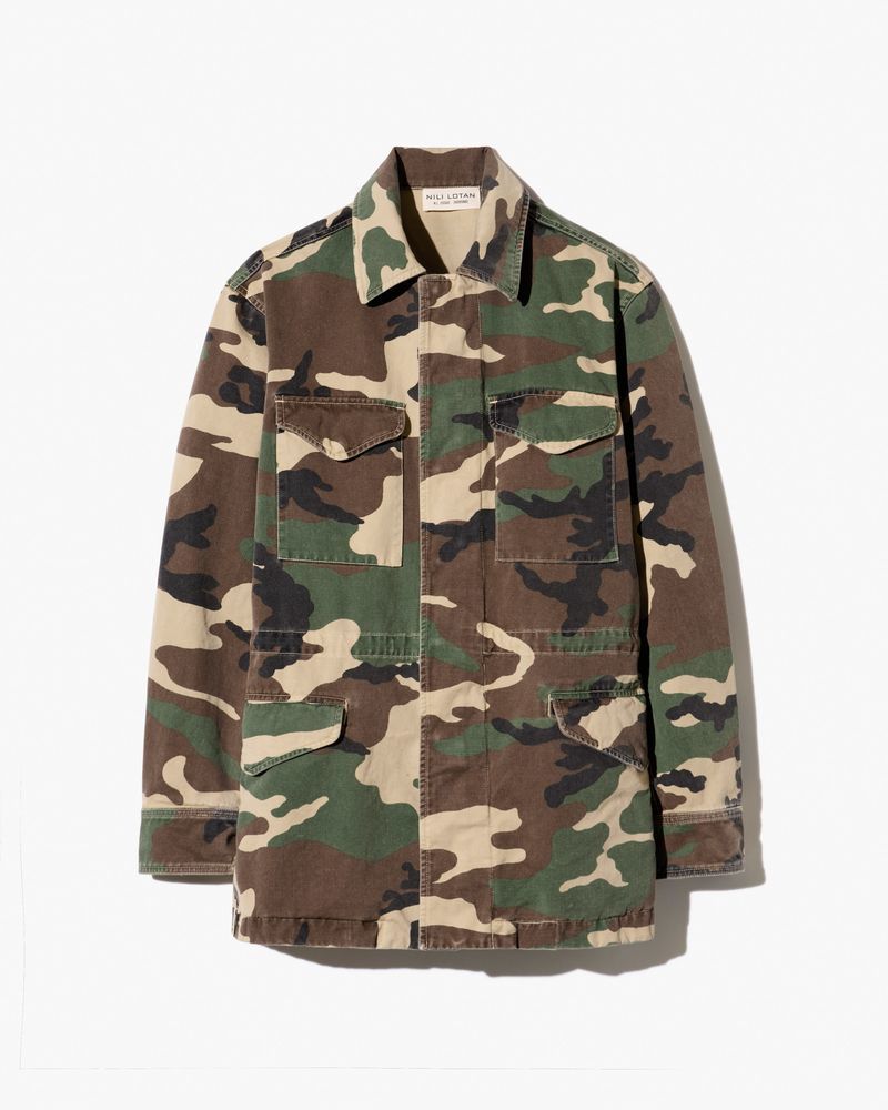 Nili Lotan Sacha Jacket - Khaki Overdyed Camo