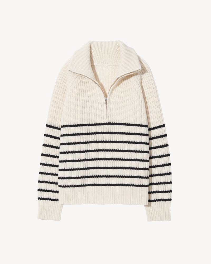 Nili Lotan - Amelina Sweater in Ivory/Dark Navy Stripe