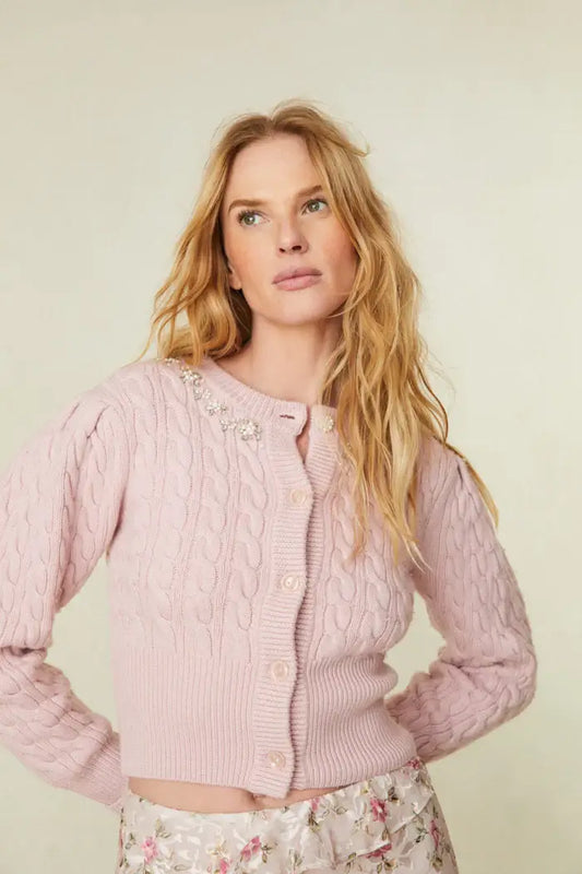 Love Shack Fancy - Rumi Cardigan in Rose dust