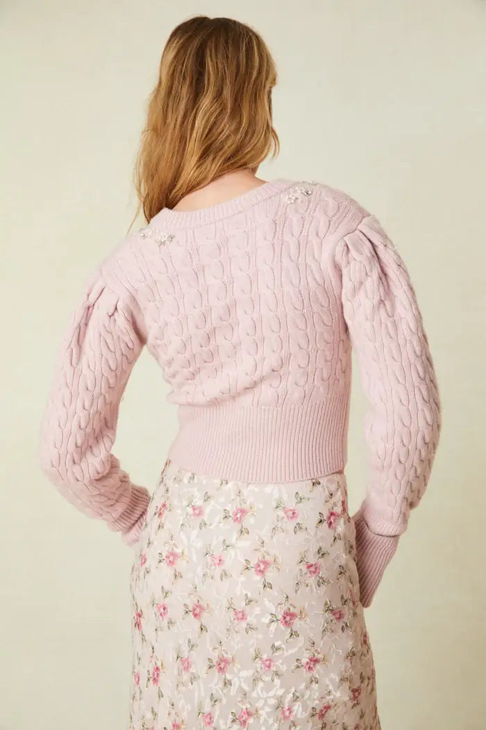 Love Shack Fancy - Rumi Cardigan in Rose dust