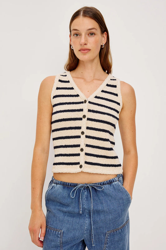 Rails - Sade vest in ivory navy stripe