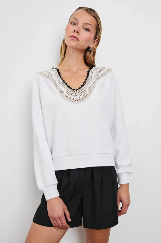 Rails - Sava Sweatshirt in Ivory with Crochet