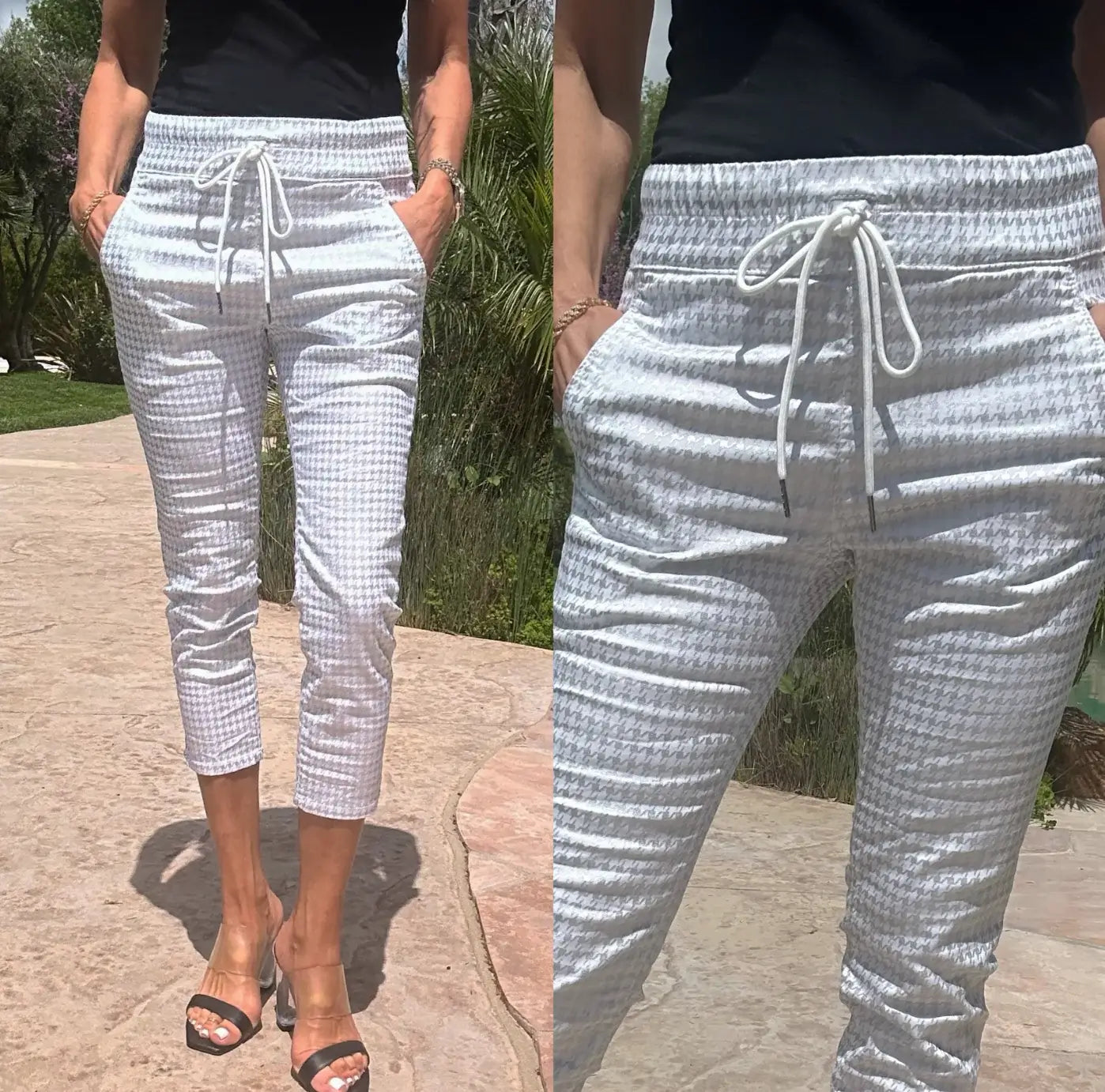 Bevy Flog - Shely Capri in Silver/White Checkered