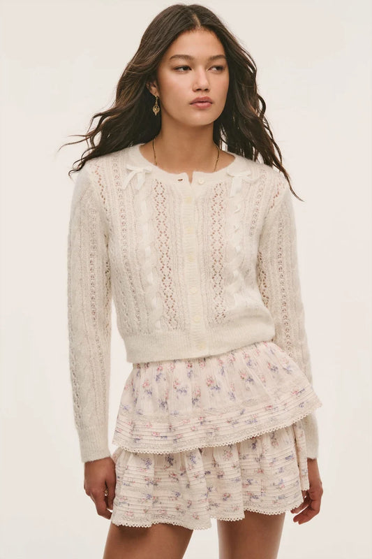 Love Shack Fancy - Dione Cardigan in Snow cloud