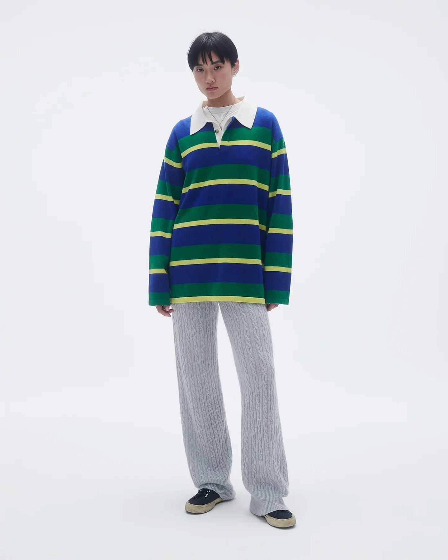 Striped Rugby Shirt in Cobalt Rainforest