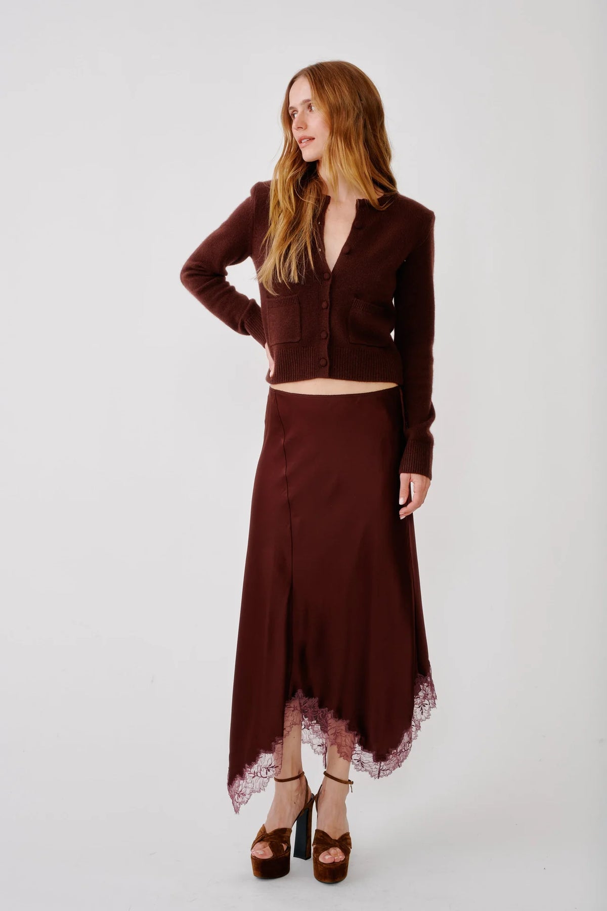 Sablyn - Emilia Shoulder pad Cardigan in Cabernet