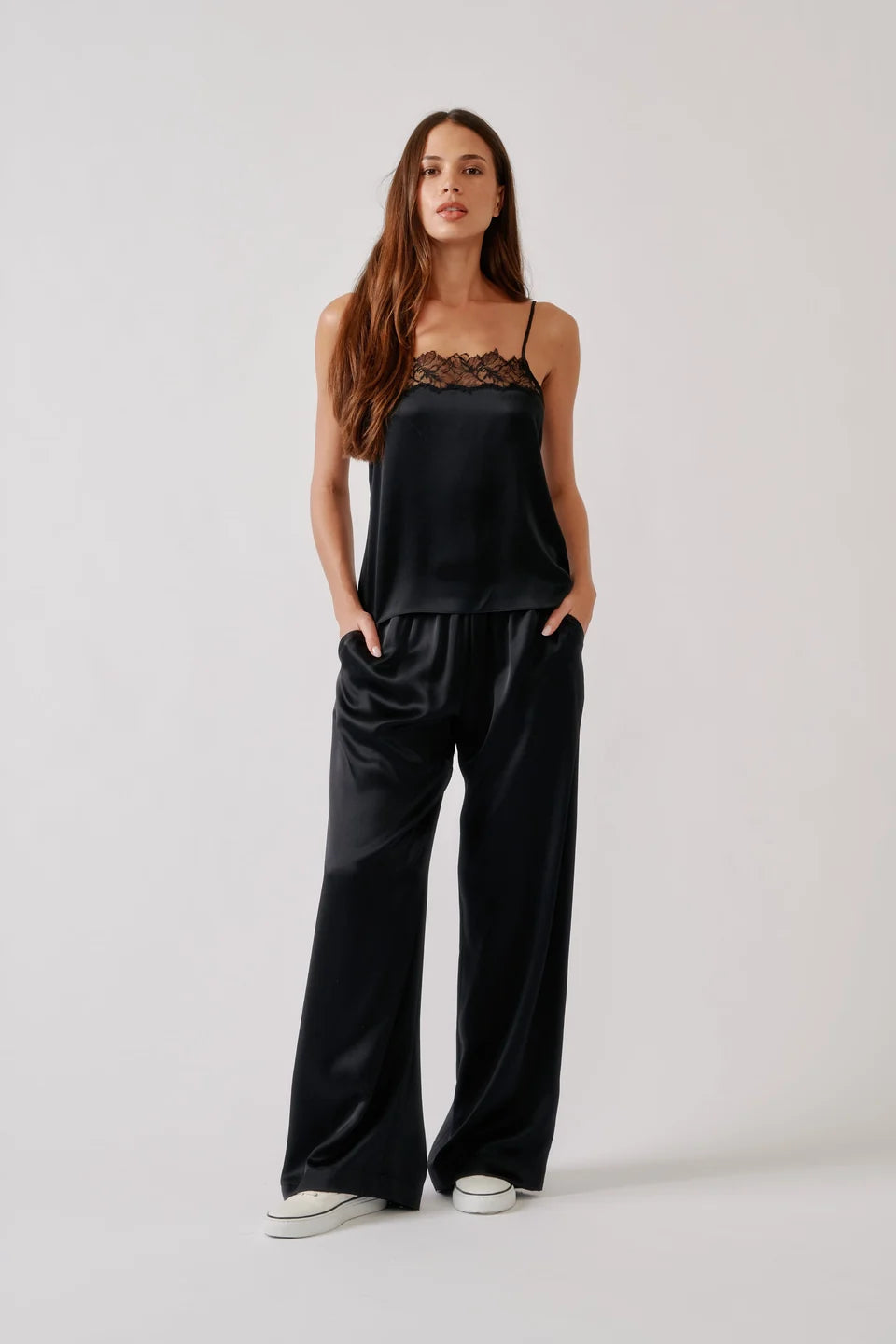 Sablyn - Haya Lace Trim square cami in black