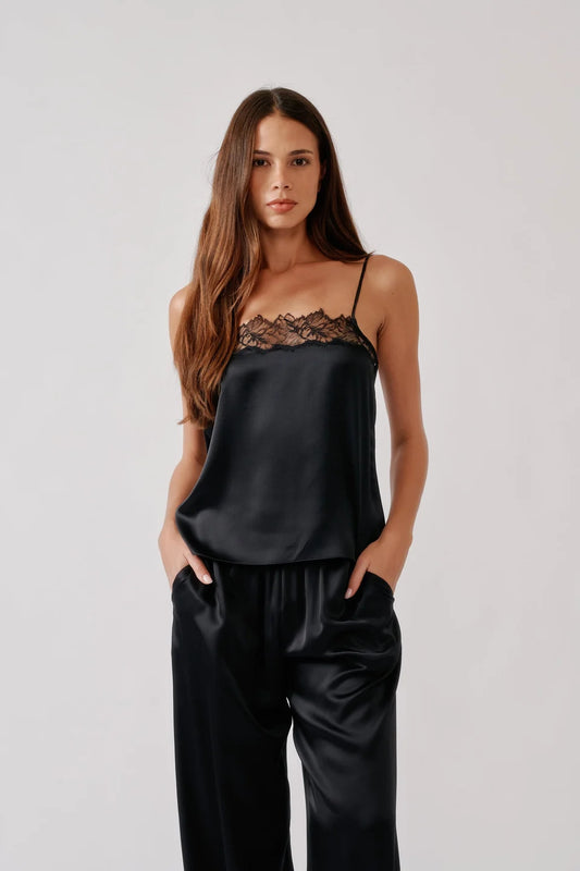 Sablyn - Haya Lace Trim square cami in black