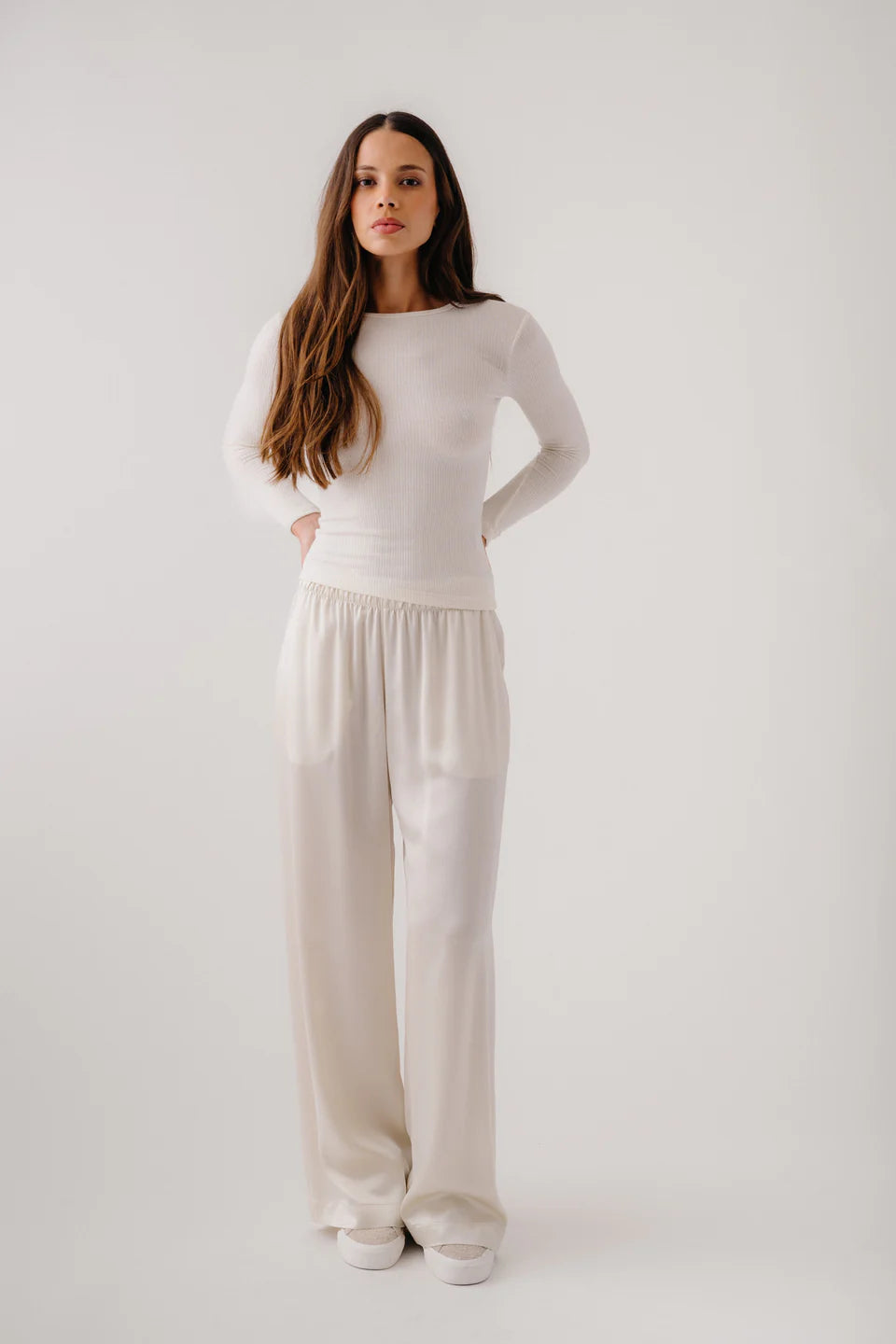 Sablyn - Brynn High rise Silk pant in Gardenia