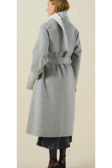 Velvet -  Indira Belted Coat in heather grey