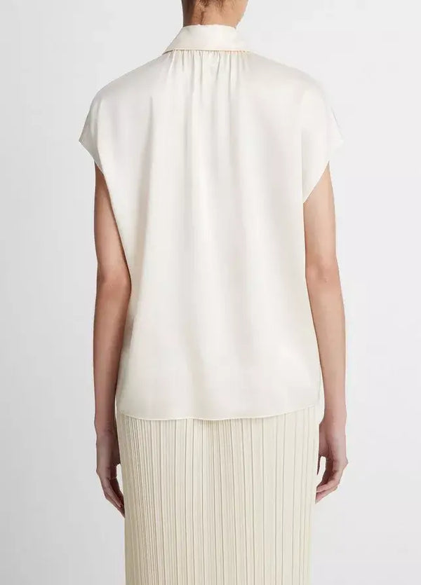 Vince - Cap Sleeve Ruched back Blouse in Chiffon