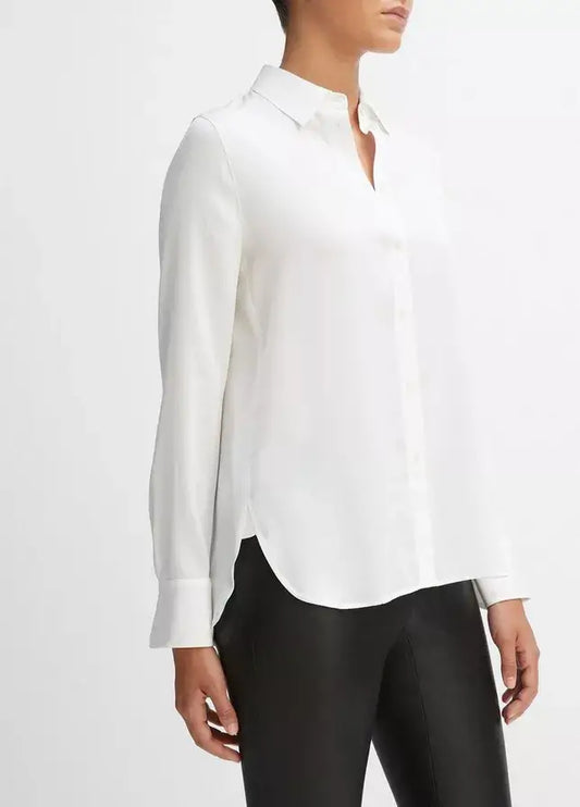 Vince - Slim Fitted Blouse in Optic White