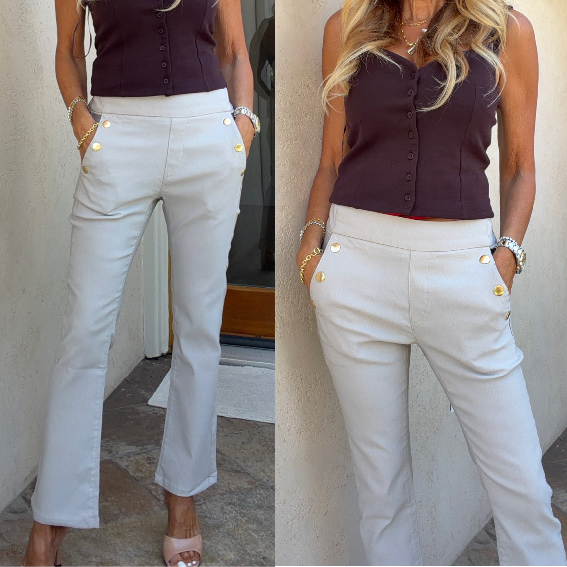 Bevy Flog - Sofia Crop Pant in Beige