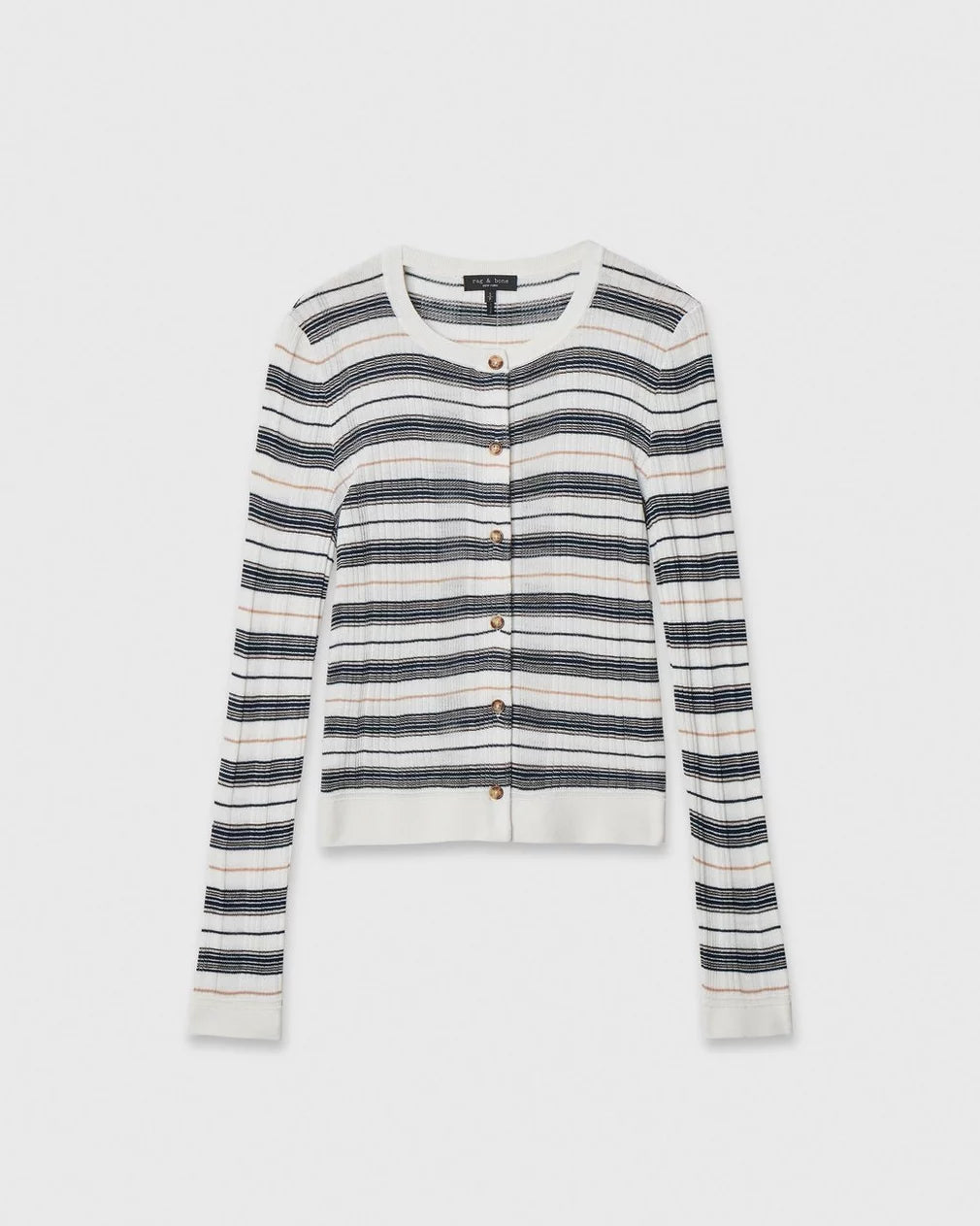 Rag & Bone - Teresa Silk stripe cardigan in Ivory Multi
