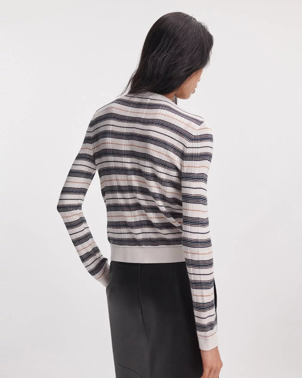 Rag & Bone - Teresa Silk stripe cardigan in Ivory Multi