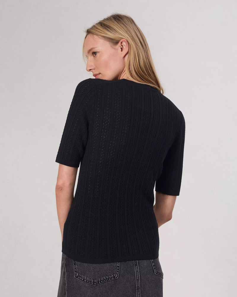 Shop the Rag & Bone Tina Merino Wool Crew at Dress Boutique. A lightweight, pointelle-knit top ideal for layering or wearing alone, crafted from soft merino woo